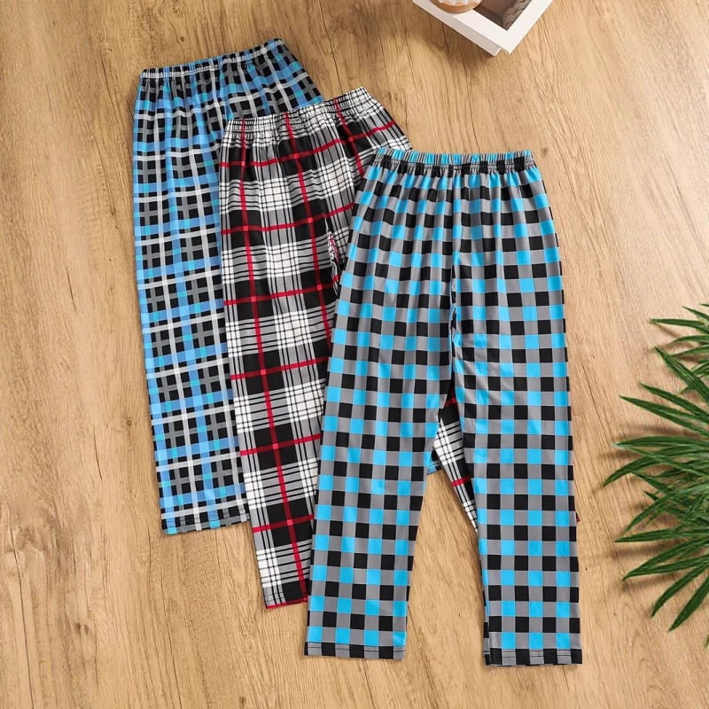 Pantaloni sport casual, stil euro-american, imprimeu digital în carouri, țesătură poliester 100% elastan, talie medie
