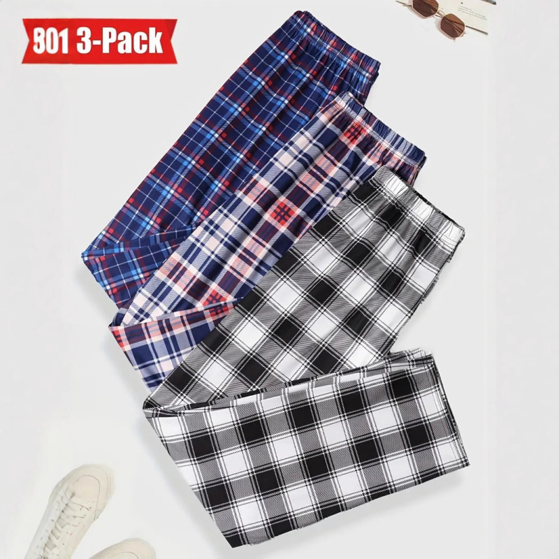 Pantaloni sport casual, stil euro-american, imprimeu digital în carouri, țesătură poliester 100% elastan, talie medie