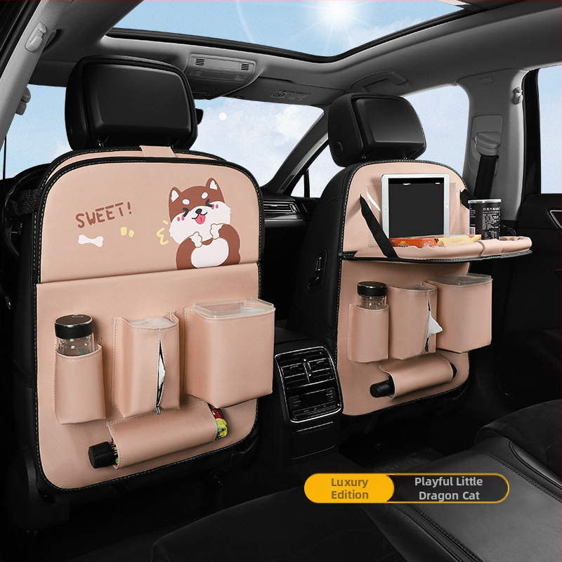 Organizator din piele pentru spatele scaunului, sac de depozitare de tip atârnat, impermeabil, compatibil universal, capacitate personalizabilă