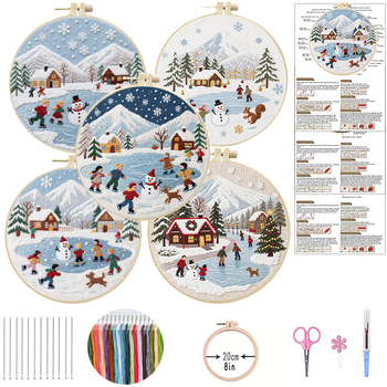 Kit de broderie cu cruce — pânză din bumbac-lână, model caracter, stil minimalist modern