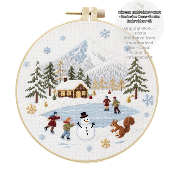 Σετ κεντητικής με σταυροβελονιά — μοντέρνο μινιμαλιστικό στυλ, ύφασμα βαμβάκι-λινό, μοτίβο χαρακτήρα