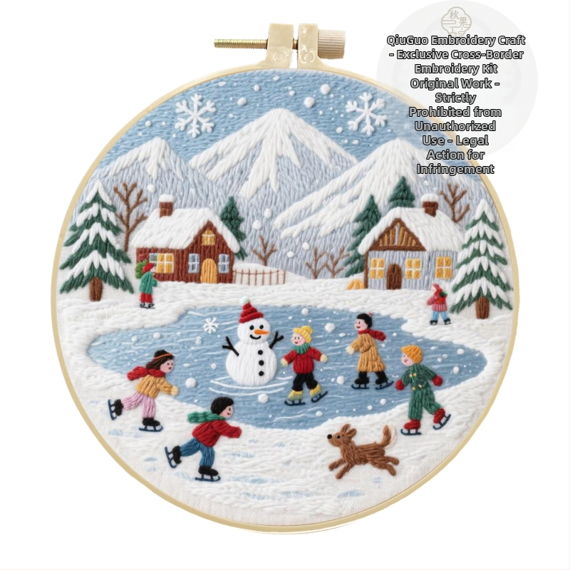 Kit de broderie cu cruce — pânză din bumbac-lână, model caracter, stil minimalist modern