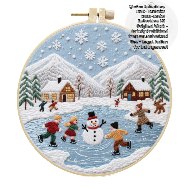 Kit de broderie cu cruce — pânză din bumbac-lână, model caracter, stil minimalist modern