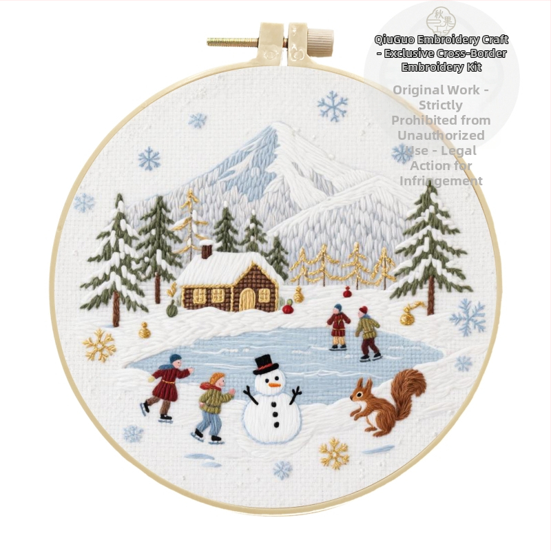 Kit de broderie cu cruce — pânză din bumbac-lână, model caracter, stil minimalist modern