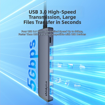 Lenovo USB-C τετραπλή θύρα USB 3.0 hub με εξωτερική παροχή ρεύματος, 5Gbps