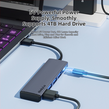 Lenovo USB-C τετραπλή θύρα USB 3.0 hub με εξωτερική παροχή ρεύματος, 5Gbps