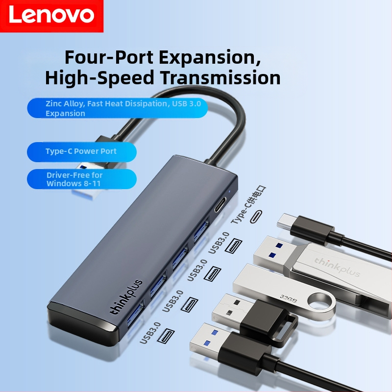 Lenovo USB-C τετραπλή θύρα USB 3.0 hub με εξωτερική παροχή ρεύματος, 5Gbps