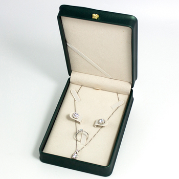 Κουτί συσκευασίας κοσμημάτων από PU δέρμα για σετ δαχτυλιδιού, κολιέ και σκουλαρίκια