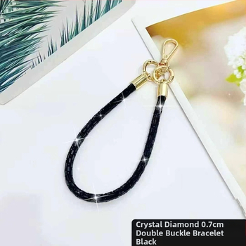 Телефонна каишка за китка със квадратен кристал, ръчно изработена унисекс каишка за телефон — найлон, високеластичен памук, метална закопчалка