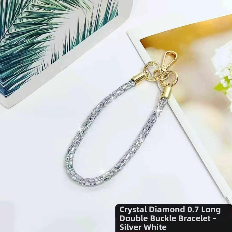 Телефонна каишка за китка със квадратен кристал, ръчно изработена унисекс каишка за телефон — найлон, високеластичен памук, метална закопчалка