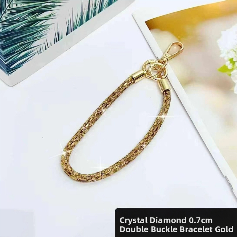 Телефонна каишка за китка със квадратен кристал, ръчно изработена унисекс каишка за телефон — найлон, високеластичен памук, метална закопчалка