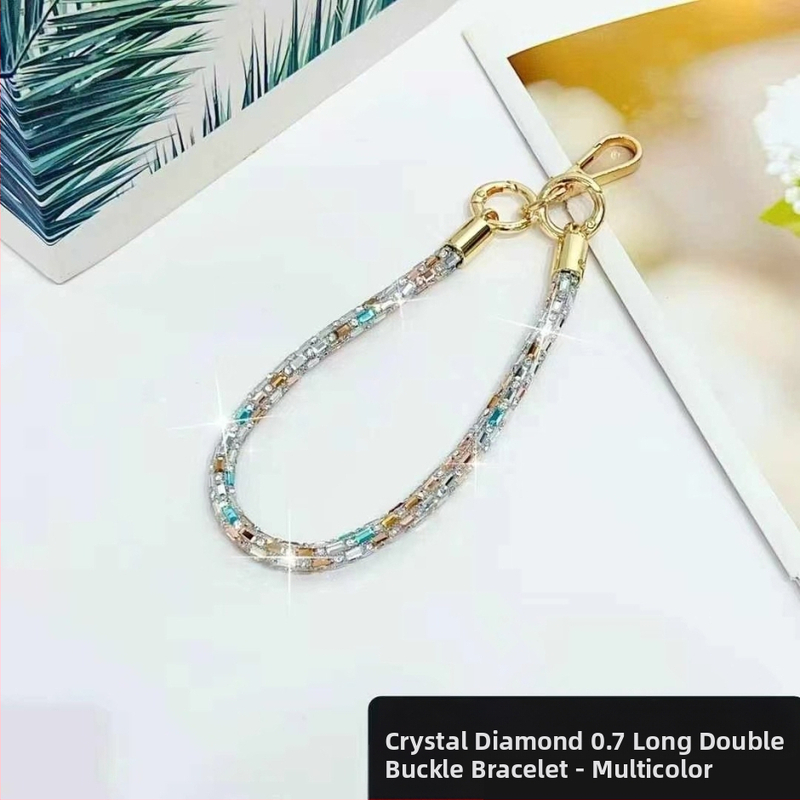 Телефонна каишка за китка със квадратен кристал, ръчно изработена унисекс каишка за телефон — найлон, високеластичен памук, метална закопчалка