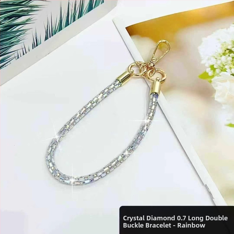 Телефонна каишка за китка със квадратен кристал, ръчно изработена унисекс каишка за телефон — найлон, високеластичен памук, метална закопчалка