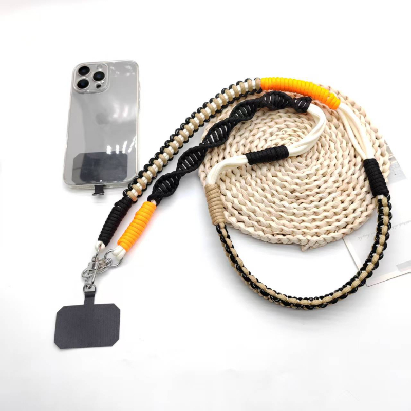 Шнур за телефон, ръчно плетен, унисекс, полиестерен шнур с метална катарама, печат на лого