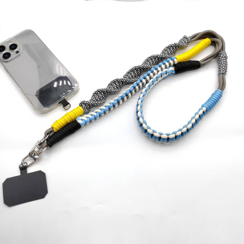 Шнур за телефон, ръчно плетен, унисекс, полиестерен шнур с метална катарама, печат на лого