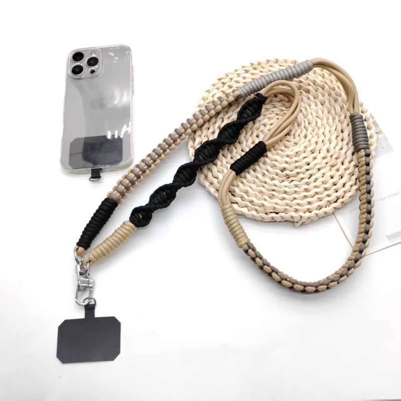 Шнур за телефон, ръчно плетен, унисекс, полиестерен шнур с метална катарама, печат на лого