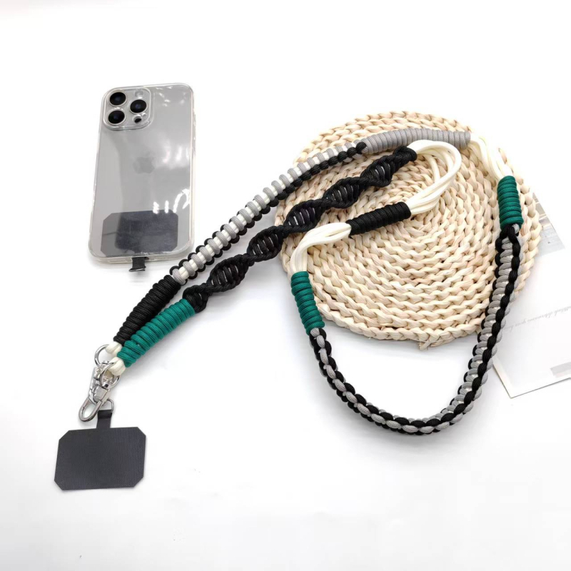 Шнур за телефон, ръчно плетен, унисекс, полиестерен шнур с метална катарама, печат на лого