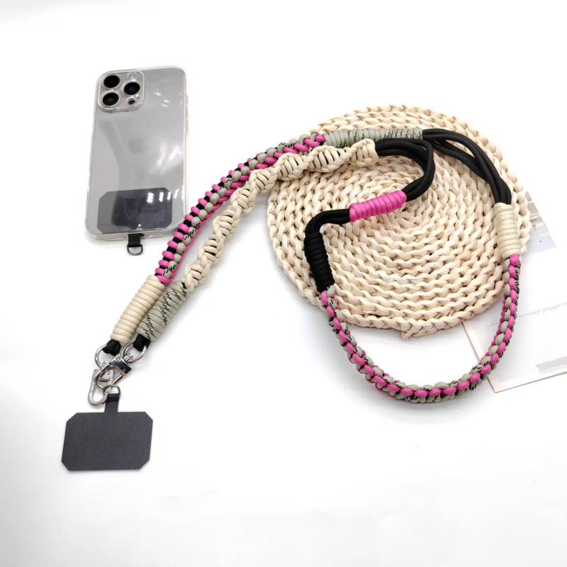Шнур за телефон, ръчно плетен, унисекс, полиестерен шнур с метална катарама, печат на лого
