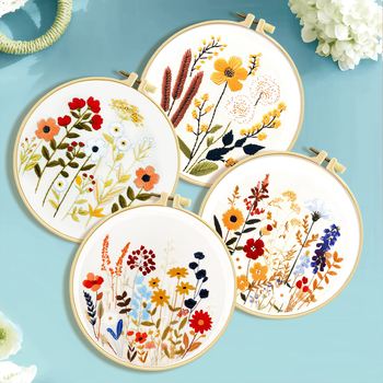 Σετ κεντήματος με σταυροβελονιά: φυτά και λουλούδια, βαμβακερό ύφασμα, στυλ Νέο κινεζικό