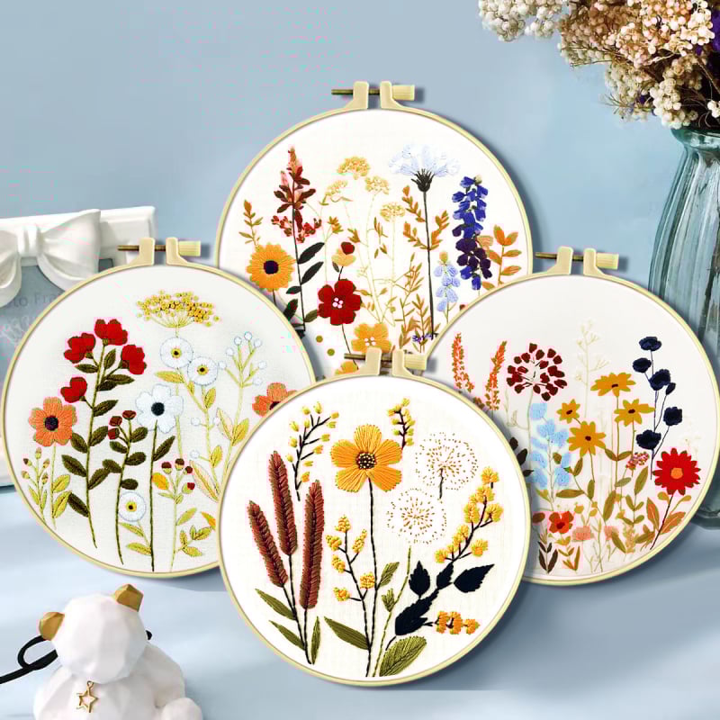 Комплект за кръстат бод бродерия: растения и цветя, памучно платно, стил Нов китайски стил