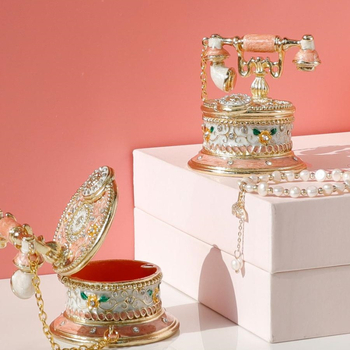 Ρετρό Κουτί Κοσμημάτων Τηλεφώνου, Χειροποίητο Εμαγιέ Κουτί, Αγροτικό Στυλ, Υλικό Χαρτί, Ανθεκτικό στη Σκόνη, Για Κοσμήματα, Μοντέλο 1003033512