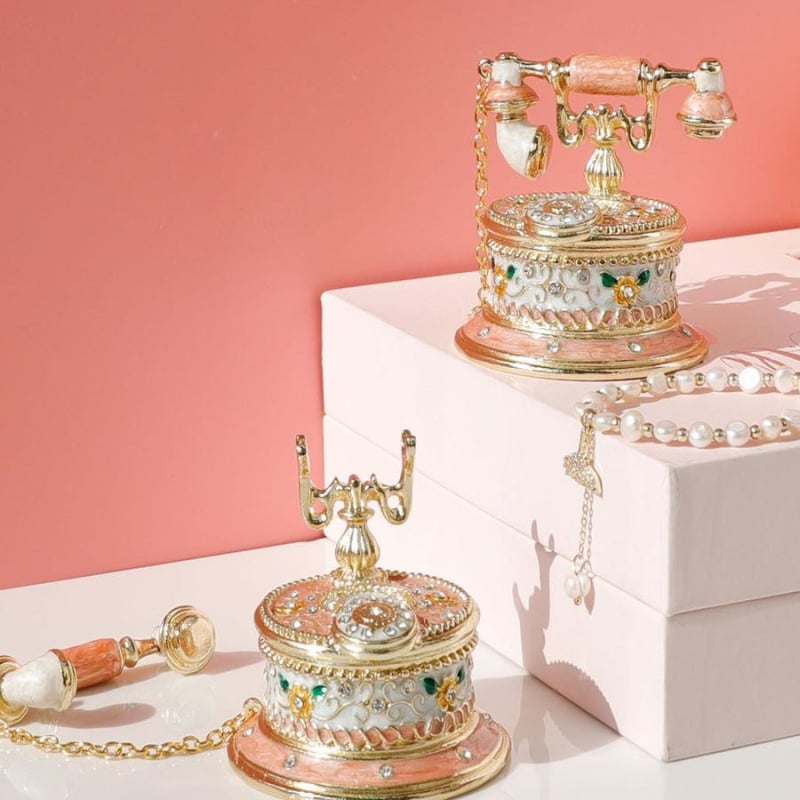 Ρετρό Κουτί Κοσμημάτων Τηλεφώνου, Χειροποίητο Εμαγιέ Κουτί, Αγροτικό Στυλ, Υλικό Χαρτί, Ανθεκτικό στη Σκόνη, Για Κοσμήματα, Μοντέλο 1003033512