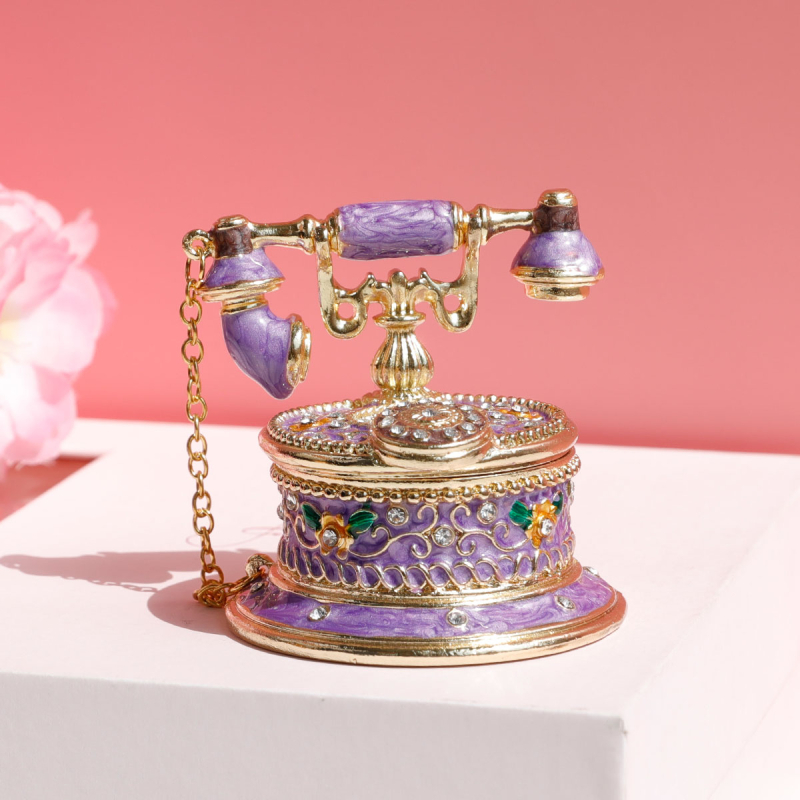 Cutie vintage pentru bijuterii cu telefon, cutie emailată realizată manual, stil pastoral, material hârtie, protecție împotriva prafului, pentru bijuterii, model 1003033512