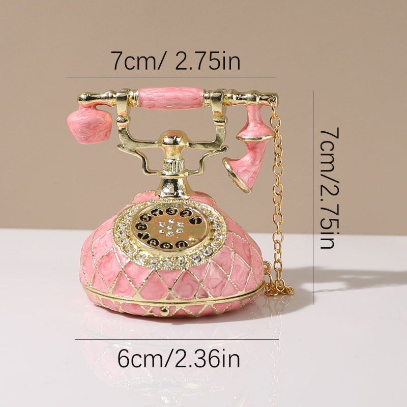 Cutie vintage pentru bijuterii cu telefon, cutie emailată realizată manual, stil pastoral, material hârtie, protecție împotriva prafului, pentru bijuterii, model 1003033512