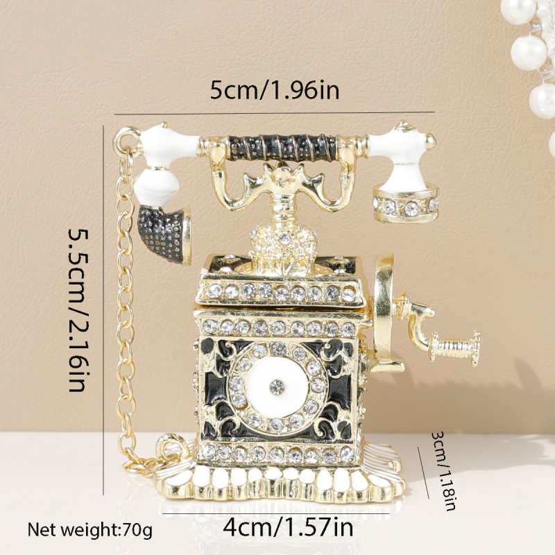 Cutie vintage pentru bijuterii cu telefon, cutie emailată realizată manual, stil pastoral, material hârtie, protecție împotriva prafului, pentru bijuterii, model 1003033512