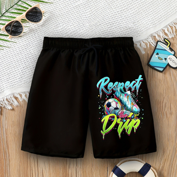 Παιδικά σορτς, χαλαρό στυλ, ύφασμα πολυεστερικής ίνας (90%), μέση μεσαία, κορδόνι μέσης