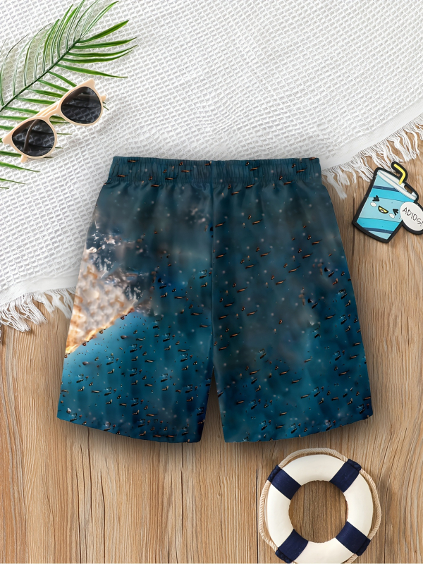 Gyerekeknek szóló rövidnadrág, casual stílus, poliészter anyag (90%), középmagas derék, húzózsinór