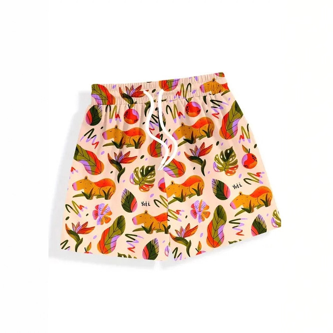 Gyerekeknek szóló rövidnadrág, casual stílus, poliészter anyag (90%), középmagas derék, húzózsinór