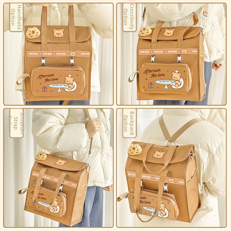 Платнена чанта за домашни задачи и книги, с карикатурна форма, цип