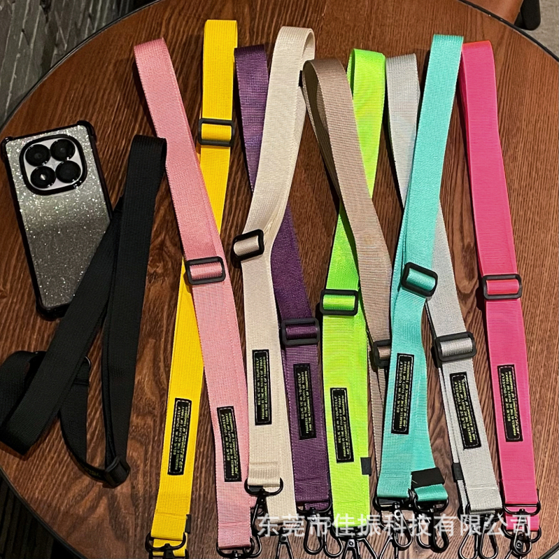 Ланярд за мобилен телефон с кръстосана презрамка – унисекс, нейлонова лента с метална катарама, марка Jiazhen, печатано лого