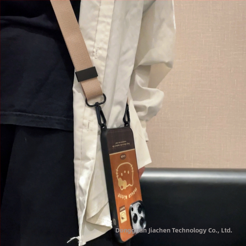 Ланярд за мобилен телефон с кръстосана презрамка – унисекс, нейлонова лента с метална катарама, марка Jiazhen, печатано лого