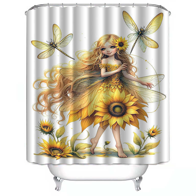 Κουρτίνα ντους, 3D ψηφιακή εκτύπωση, πολυεστέρας, φλοράλ μοτίβο, σύγχρονο μινιμαλιστικό στυλ