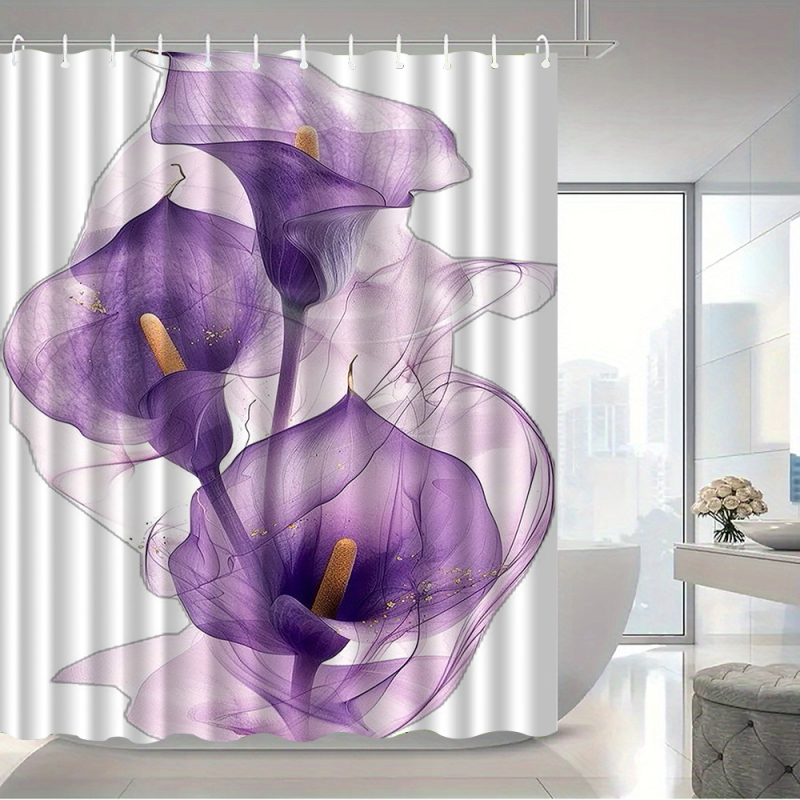 Κουρτίνα ντους, 3D ψηφιακή εκτύπωση, πολυεστέρας, φλοράλ μοτίβο, σύγχρονο μινιμαλιστικό στυλ