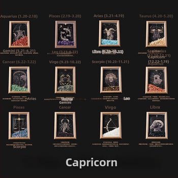 Ramă foto din cristale cu constelația zodiacului - Formă geometrică, Stil minimalist modern, Ambalare în cutie cadou, Numarul de produs AL898457668742