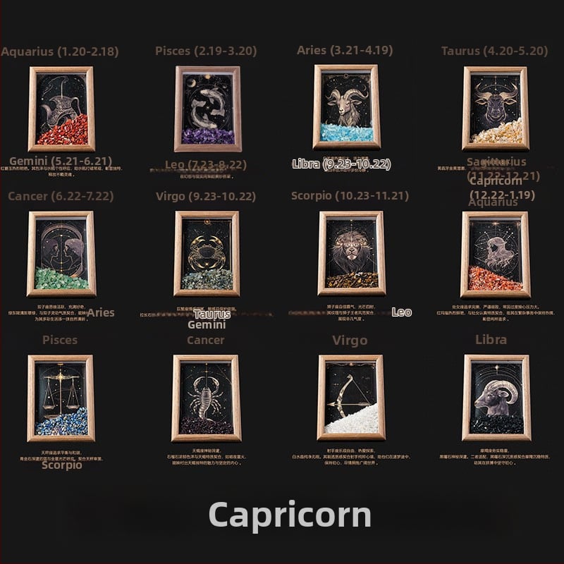 Kristāla zodiaka konstelācijas foto rāmis - ģeometriska forma, mūsdienīgs minimālisma stils, iepakojums dāvanas kastē, Produkta numurs AL898457668742