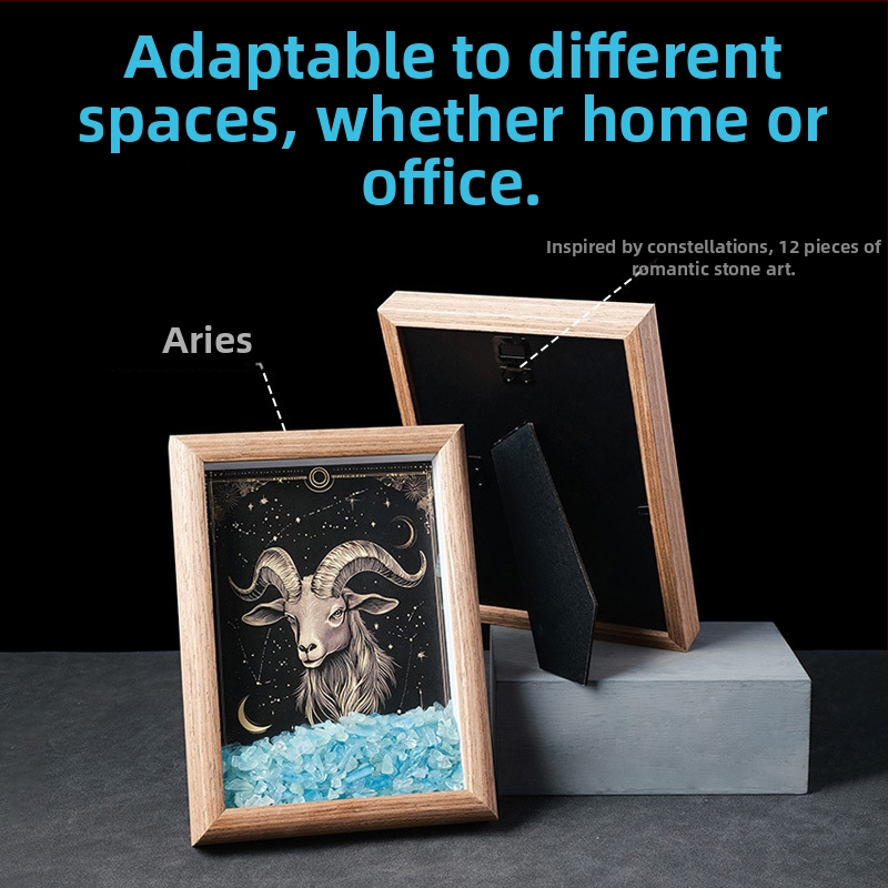 Ramă foto din cristale cu constelația zodiacului - Formă geometrică, Stil minimalist modern, Ambalare în cutie cadou, Numarul de produs AL898457668742