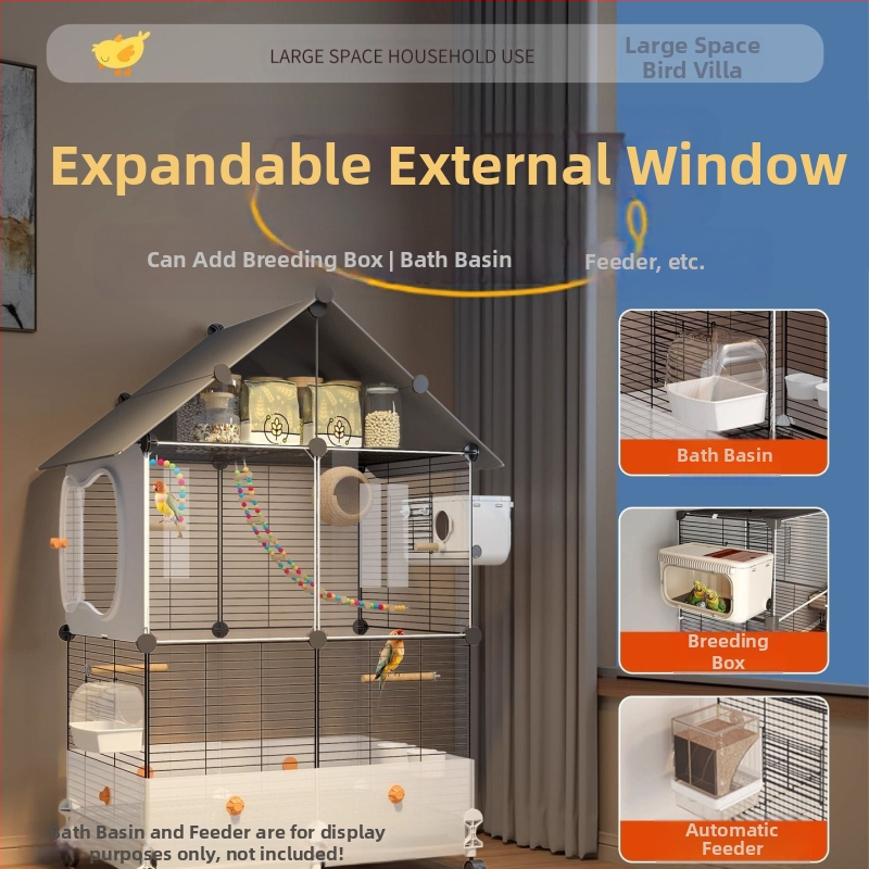 Клетка за папагали, луксозен стил на вила, антипръскващ дизайн, изработена по поръчка, за домашна употреба