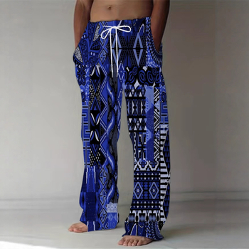 Ανδρικές μακριές casual αθλητικές παντελόνες με 3D ψηφιακή εκτύπωση, ίσια γραμμή, μέση με κορδόνι, ύφασμα πολυεστέρα που απομακρύνει την υγρασία