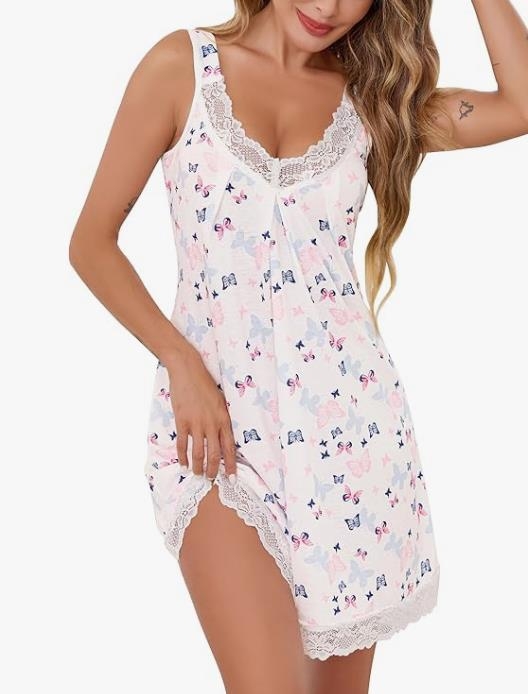 Rochie de noapte cu bretele, stil european și american, lungime medie, decolteu în V, 95% modal