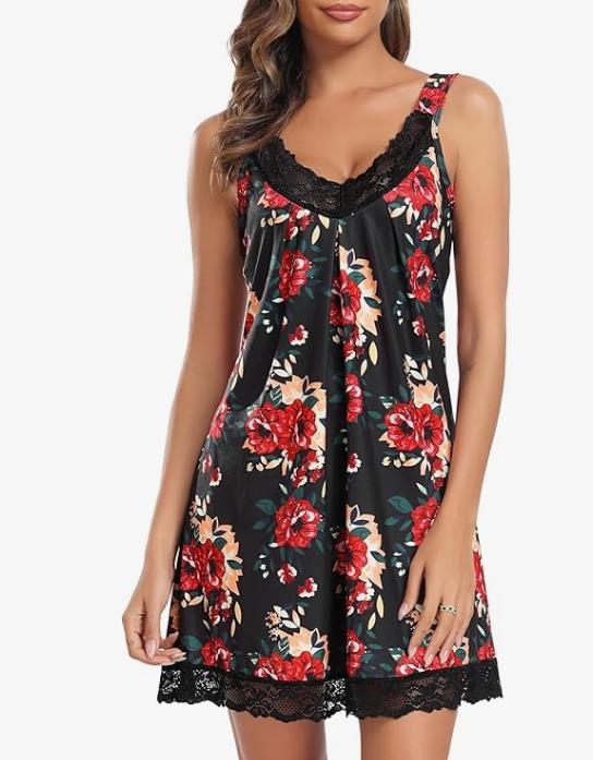 Rochie de noapte cu bretele, stil european și american, lungime medie, decolteu în V, 95% modal
