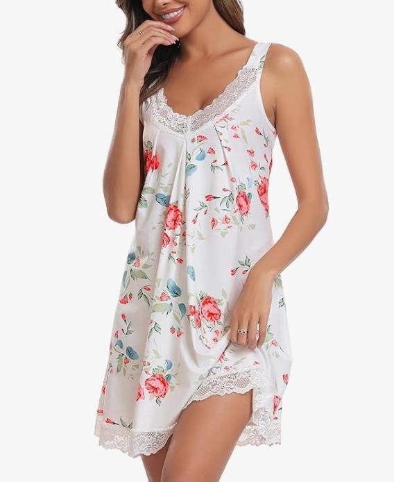 Rochie de noapte cu bretele, stil european și american, lungime medie, decolteu în V, 95% modal