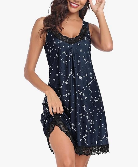 Rochie de noapte cu bretele, stil european și american, lungime medie, decolteu în V, 95% modal