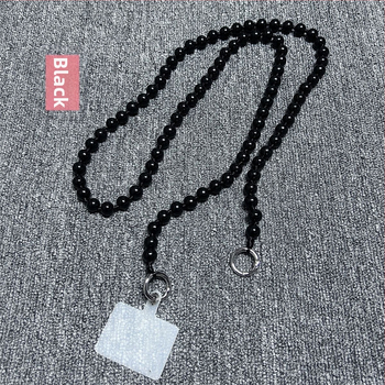 Дървен ланярд за телефон, ръчно изработен, с декоративни мънисти, полиестерно въже, метална катарама