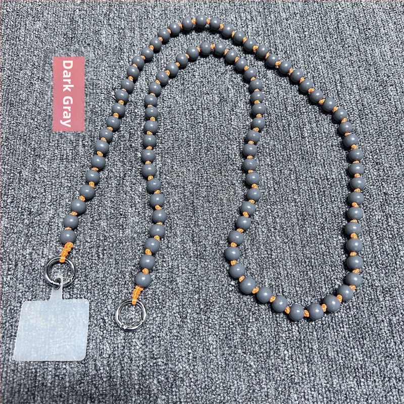 Дървен ланярд за телефон, ръчно изработен, с декоративни мънисти, полиестерно въже, метална катарама