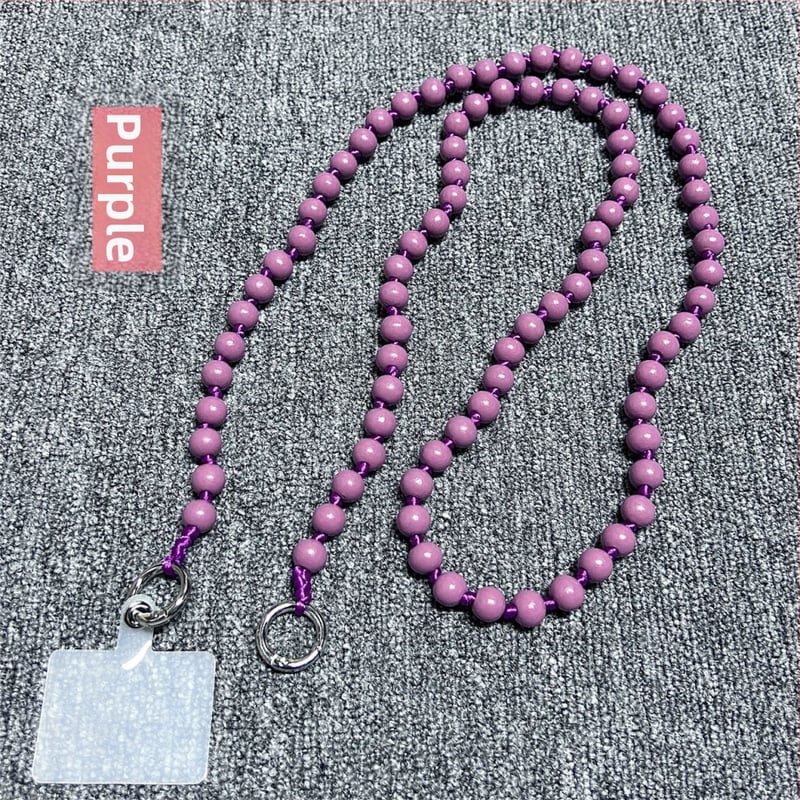 Дървен ланярд за телефон, ръчно изработен, с декоративни мънисти, полиестерно въже, метална катарама