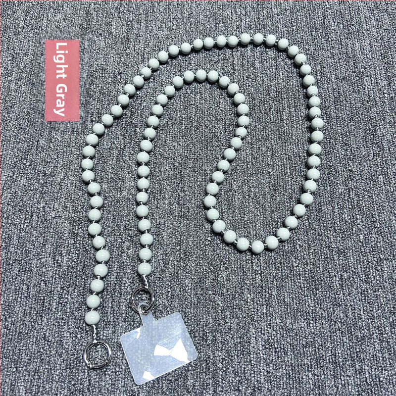 Дървен ланярд за телефон, ръчно изработен, с декоративни мънисти, полиестерно въже, метална катарама